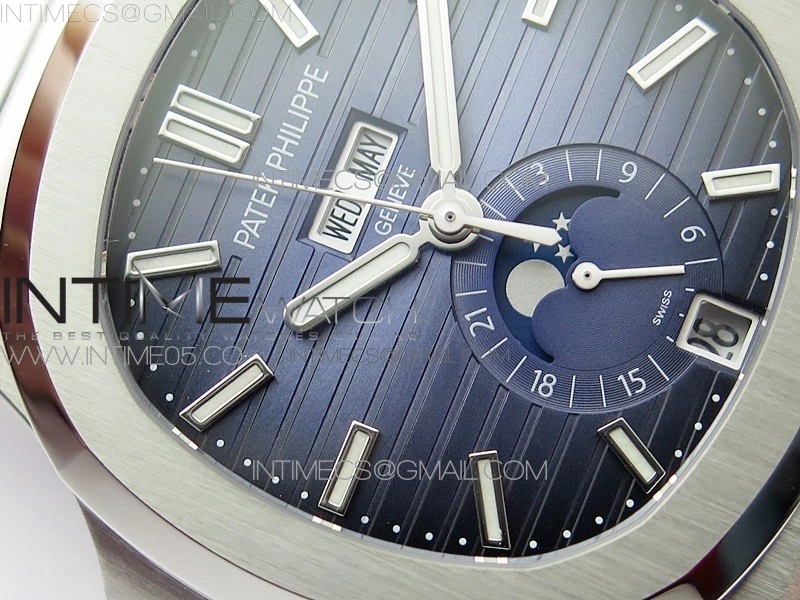 NAUTILUS 5726 SS GRF 1:1 BEST EDITION BLUE DIAL WORKING ANNUAL CALENDARON SS BRACELET A.324 V3